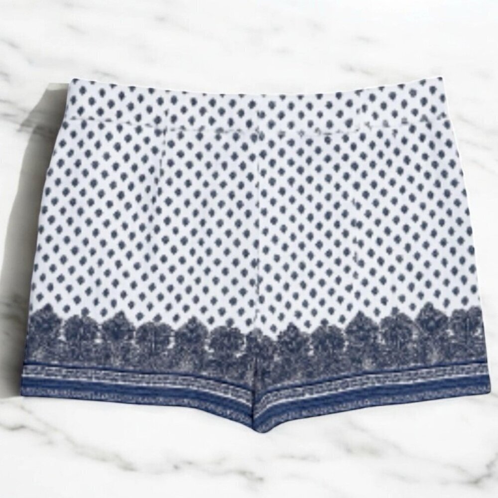 Artisan NY White Blue Print Cotton Spandex Shorts Size 12